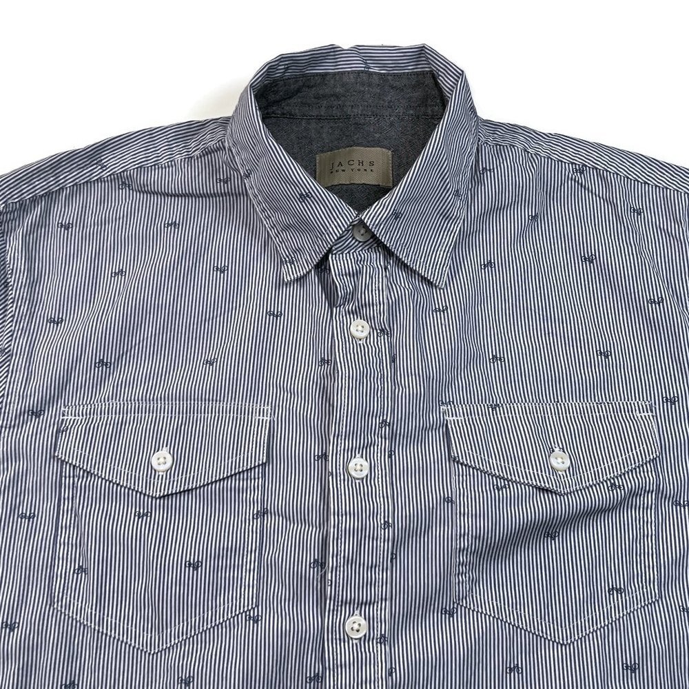 Jachs Button Up‎ Shirt Mens Small Short Sleeve Blue Geometric